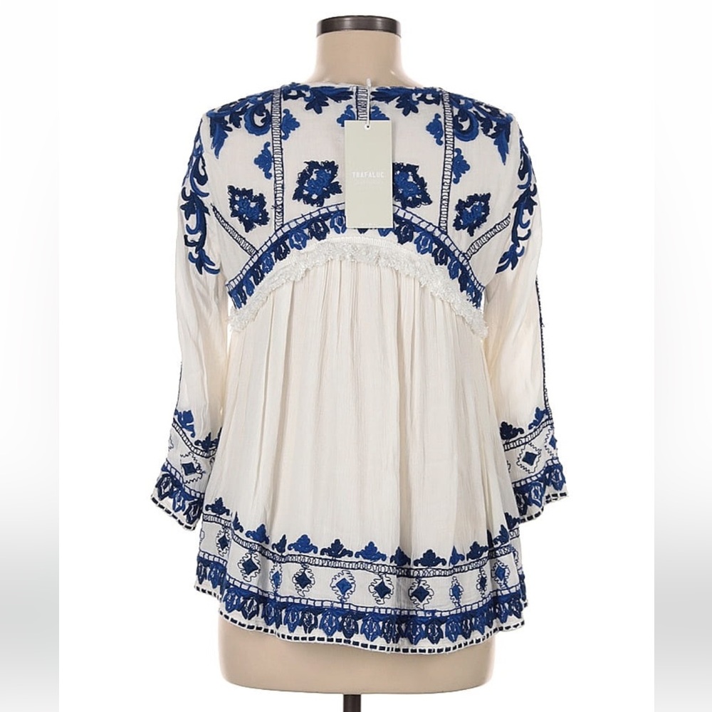 NWT Trafaluc Zara Ecru Embroidered Swing Jacket - Picture 6 of 11